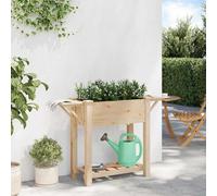 Hompiper Raised Planter with Shelves Adjustable Armrests Wooden Elevated Plant Box for Flower Vegetable 111x37x76cm Suitable for planting flowers and herbaceous plants ZSSAB-UK42006574UK