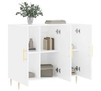 Hompiper Sideboard Cabinet, Modern White Tableside Storage Unit with Metal Legs, 90 x 34 x 80 cm Engineered Wood Sideboard for Dining Room Kitchen Living Room ZSSAB-UK828092UK