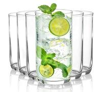 HOMQUEN 400ml Highball Glasses, 6pcs Drinking Glasses, PET Clear Plastic Water Glasses, Beer Glasses, Iced Coffee Glasses, Ideal for Cocktail, Whiskey, Soda, Tea, Water, Gift