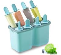 Homquen Ice Lolly Moulds 8 Piece, Reusable Plastic Popsicles Molds, Easy Release Ice Cream Mold for Kids, Many Shapes Homemade Popsicle Molds, DIY Popsicle Maker, BPA Free (Blue)
