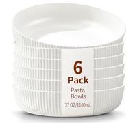 HOMQUEN Pasta Bowls Set of 6, 37oz Salad Bowls White Soup Bowls, Large Pasta Serving Bowls, Unbreakable Plastic Dinner Bowls, Dinnerware Sets,Valentines Day Gift, Dishwasher Safe (White)