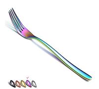 Homquen Rainbow Dinner Forks 6 Piece, Stainless Steel 8'' Forks Silverware Set, Dessert Forks, Table Forks, Salad Forks for Home, Kitchen or Restaurant, Dishwasher Safe