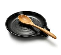 Homquen Spoon Rest, Spoon Holder for Stove Top, Plastic Kitchen Spoon Rest for Kitchen Counter, Spatula Holder, Kitchen Gadget Holder for Ladles, Tongs, Cooking Spatula, 15x13cm (Black)