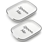 Homquen Spoon Rest, Spoon Holder for Stove Top, Plastic Kitchen Spoon Rest for Kitchen Counter, Spatula Holder, Kitchen Gadget Holder for Ladles, Tongs, Cooking Spatula, 14.5x11cm (White)