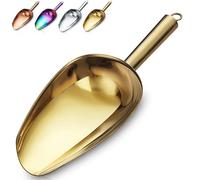 Homquen Stainless Steel Ice Scoop, 8oz Scoops for Food, Ideal for Ice Cubes, Bar, Kitchen, Popcorn, Flour, Candy, Dog Food, Washing Powder (Gold)