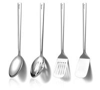 HOMQUEN Stainless Steel Kitchenware Set 4Pcs, Cookware Set, Kitchen Tools Spatulas Set, Cooking Spoons, Home Essentials Kitchen Gadgets Accessories