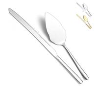 Homquen Wedding Cake Knife and Server Set, Stainless Steel Cake Cutting Set for Wedding, Include Cake Cutter and Cake Server for Wedding, Parties, Activities, Family, Dishwasher Safe (Shiny Silver)