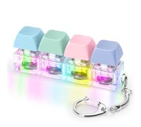 HOMQYTE Keyboard Fidget Toys Adults Fidget Keyboard Clicker with LED Light Keychain Sensory Toys for Anxiety Stress Relief (Macaron2, 4 in 1)