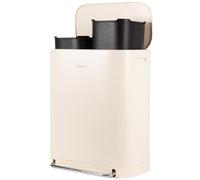Homra Rockx Recycling Bins for Kitchen 60l | Odour Proof Double Compartment Pedal Bin 2x30l | Large Dual Waste Bin | 2 Plastic Inner Buckets | Soft-Close Lid with Odour Filter | Cream White