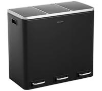 Homra Triple Kitchen Bin Large 3x18l - Triplet Rubbish Bins 3x18l - 3 Compartment Pedal System - Trio Section Waste&Recycling Separation - Soft Close - Inner Buckets with Handles - Stainless Steel