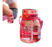 HOMRAA Big Belly Bottle | 1300ml Gradient Water Cup with Straw and Strap | Bottles with Two Ways to Dinking, Cute Water Cups With Straw Strap, Portable Bottles for Women/Teen Girl/School