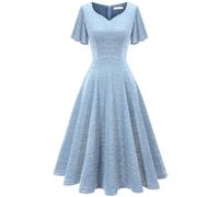 HomRain Blue Glitter Fit and Flare Dress for Women Perfect for Weddings Parties Homecoming and Church Size L