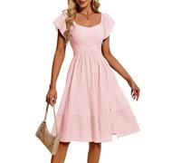 HomRain Women's Pink Casual Dress,Midi Graduation Square Neck Dresses 2025 Elegant 1950s Style Modest Sundresses, Blush M