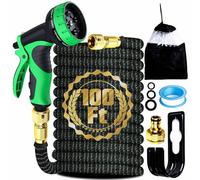 Homria-Appliance Expandable Garden Hose Pipe 60M with 10 Pattern Spray Nozzle, Flexible Expanding Magic Hose, 3/4" Fittings, Green, Plastic, Garden Hose, 100FT