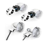HOMRMBUBP Turning Indicators Motorbike For Ha&rley Indicator Lamps Chrome And Black Housing 41mm With Front Rear Fork Clamp 4Pcs Motorcycle Turn Signal Lights