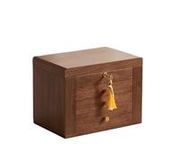 Homruilink Black Walnut Wooden Jewellery Box, Wood Jewellery Organiser with 2 Side Doors Mirror Lockable Classical Style for Watch Necklace Ring Earring Storage Valentine's Day Gifts-4 Layer