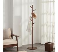Homruilink Solid Wood Coat Rack Freestanding 6 Hooks for Entryway Bedroom