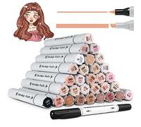HOMSAILMO Skin Tone Art Markers, 30 Flesh Colors Alcohol Based Markers Pens Set, Dual Tips Brush&Broad for Professional Artists Drawing Sketch Portrait Comics Coloring