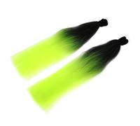 HOMSFOU 1 Pair Adhesive Fiber Helmet Wig Decor Double Ponytails with Suction Cup Black and Fluorescent Green Braided Helmet Ponytail for Accessories