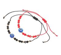 HOMSFOU 1 Pair Evil Eye Couple Bracelets Adjustable Braided Strand with Comfortable Fit and Alloy Cotton Rope for Graduation and Festivals