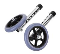 HOMSFOU 1 Pair of Small Universal Replacement Walker Wheels Front Wheel Parts Aluminum Alloy with Stainless Steel Gray Silent for Elderly Walking Aid