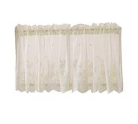 HOMSFOU 1 Panel Short Lace Curtain: 74x61cm Half Window Sheer Roman Shade for Kitchen & Balcony - Light Filtering Small Cafe Curtain, Cottage Style Home Decoration (Beige)