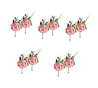 HOMSFOU 10 pcs Bouquet Party Groom Pin DIY Prop Simulation Pink Photo Photographic Boutonniere Dinner Props Suit with Anniversary for Man Broom Buttonhole Bride Groomsmen Decor