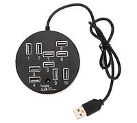 HOMSFOU 10 Ports USB 2.0 Hub USB Multiple Port Hub Black Abs Sturdy Persistent Power Supply for Laptop Desktop Digital Video and Card Reader
