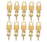 HOMSFOU 10 Sets Vintage Mini Padlocks with Keys Small Golden Locks for Treasure Boxes Keepsake Diary Jewelry Storage Portable Retro Design Sturdy Metal and Plastic Construction Secure and