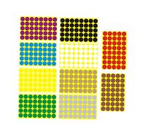HOMSFOU 10 Sheets Colorful Round Sticker Labels Removable Marking Dots Gold Silver Yellow White Blue Green Coffee Purple for Home School Office Organization