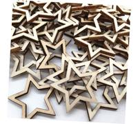 HOMSFOU 100 Pcs Hollow-Out Wooden Star Ornaments Rustic Wood Slice Decorations for Christmas Tree Home Party DIY Crafts Natural Wood Material with Fine Workmanship for Hanging Wall Window