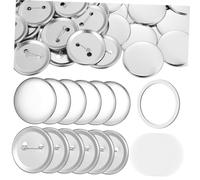 HOMSFOU 100 Sets Button Maker Supplies Kit with Iron Badge Parts Transparent Protective Films and Durable Pin Backs for DIY Crafts and Custom Badge Making