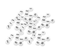 HOMSFOU 1000pcs Acrylic Number Beads White Base Black Digits Flat Round Loose Beads for Jewelry Making Bracelets Necklaces Key Chains DIY Crafts