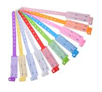 HOMSFOU 100pcs Adjustable Medical Id Bracelets for Adults Writable Colored Plastic Hospital Wristbands in Colors Patient Identification Bands for Elderly Nursing and Admission Safety