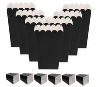 HOMSFOU 100pcs Black Paper Popcorn Boxes Large Snack Containers Creative Popcorn Treat Boxes for Wedding Party and Event Candy Bags