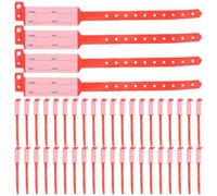 HOMSFOU 100pcs Disposable Medical Id Bracelets Red Adult Hospital Identification Wristbands for Elderly Patients Nursing Event Use Water Tear Resistant Wristbands