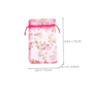 HOMSFOU 100pcs Mesh Design Organza Drawstring Bags Small Multi-functional Candy Cookie Favor Pouches for Party Wedding Packaging in Rose Red