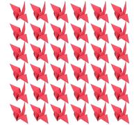 HOMSFOU 100pcs Red Origami Paper Crane Ornaments 10x10cm Pre-Folded Japanese Paper Craft Decorations for Wedding Backdrop, Baptism, Birthday Party Room Decor