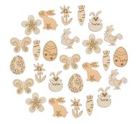 HOMSFOU 100pcs Unfinished Wooden Easter DIY Craft Slices with Rabbit, Egg, Butterfly Shapes for Painting, Wooden Easter Decorations Kit for Springtime Art Projects Random Style