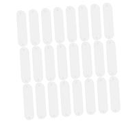 HOMSFOU 100pcs White Pu Leather Clothing Tags 45x12mm Two-Hole Embossed DIY Labels for Jeans Hats Handmade Sewing Accessories