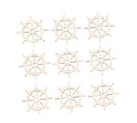 HOMSFOU 100pcs Wood Rudder Ornaments Unfinished Eco Friendly Wooden Pendants for Hanging Decor Craft Wooden Ships Wheel for Home Office Party Nautical Decoration Kit