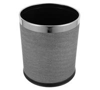 HOMSFOU 10l Retro round Trash Can with Double-layer Cowhide Gray, Small Bathroom and Kitchen Wastebasket for Hotel, Ktv, and Home Use