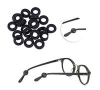HOMSFOU 10Pairs Silicone Eyeglass Slip Round Retainers Temple Tips Sleeve for Glasses Durable Black Silicone Sleeves for Adults Total