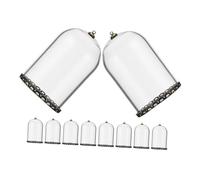 HOMSFOU 10pcs Mini Glass Dome Bell Jar Charms with Lids Clear Decorative Globe Bottles for DIY Jewelry Wishing Bottles and Home Decor Crafts