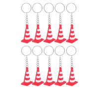 HOMSFOU 10pcs Mini Traffic Cone Keychain Set Made of Sturdy Pvc and Metal, Lightweight and Resistant to Damage, for Marking Or Construction Party Favors, for House Keys and Bags