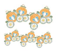 HOMSFOU 10Pcs Pumpkin Carriage Keychain Durable Halloween Purse Pendant with Lobster Ring for Bags Decorations Vivid Pumpkin Cart Charms for Festive Occasions