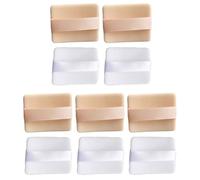 HOMSFOU 10pcs Rectangular Double-sided Velvet Face and Body Powder Puff Set, High-density Makeup Sponge 65x45x4.5mm, Skin Tone and White for Mineral and Loose Foundation Application