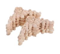 HOMSFOU 10pcs Solid Wood Rose Applique Unpainted Carved Corner Onlays for Furniture Decoration Cabinet Door Wardrobe Bed Mantel Wall DIY Craft European Style