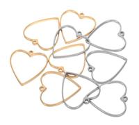 HOMSFOU 10pcs Stainless Steel Heart-Shaped Open Back Resin Bezels for Jewelry Making Hollow Pendant Frames for DIY Crafts Tiny Jewelry Charms for Necklaces and