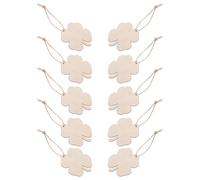 HOMSFOU 10pcs Unfinished Wooden Four Leaf Clover Cutouts with Jute Rope, Natural Beige Leaf Shaped DIY Ornaments, Easy to Hang for St Patrick's Day Decorations and Crafts